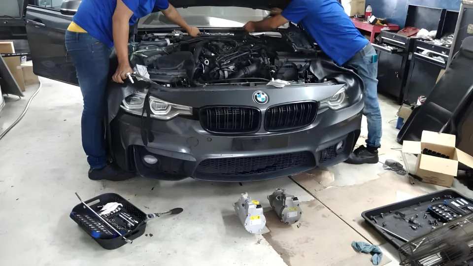 BMW receiving aircond repair at Kool Aire